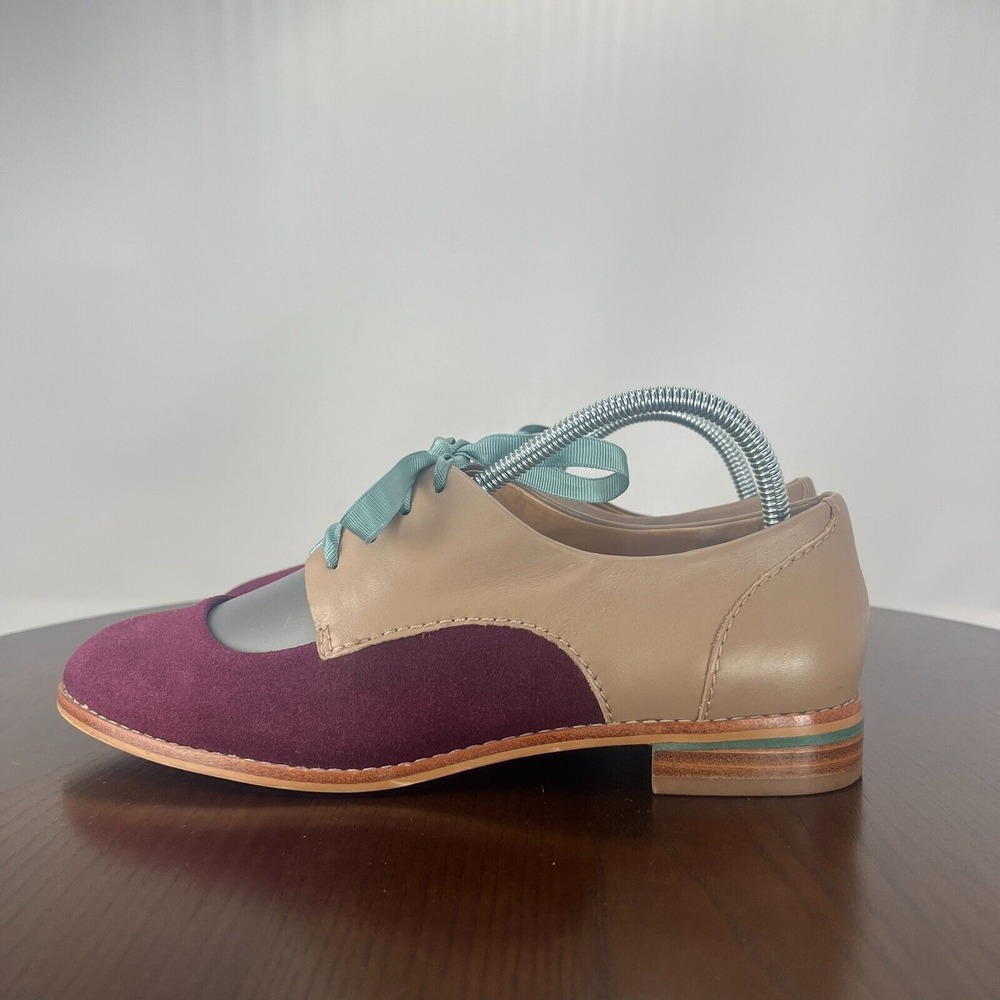 Pilcro And The Letterpress Shoes Women 7M Reddish Purple Suede Mary Jane Lace Up